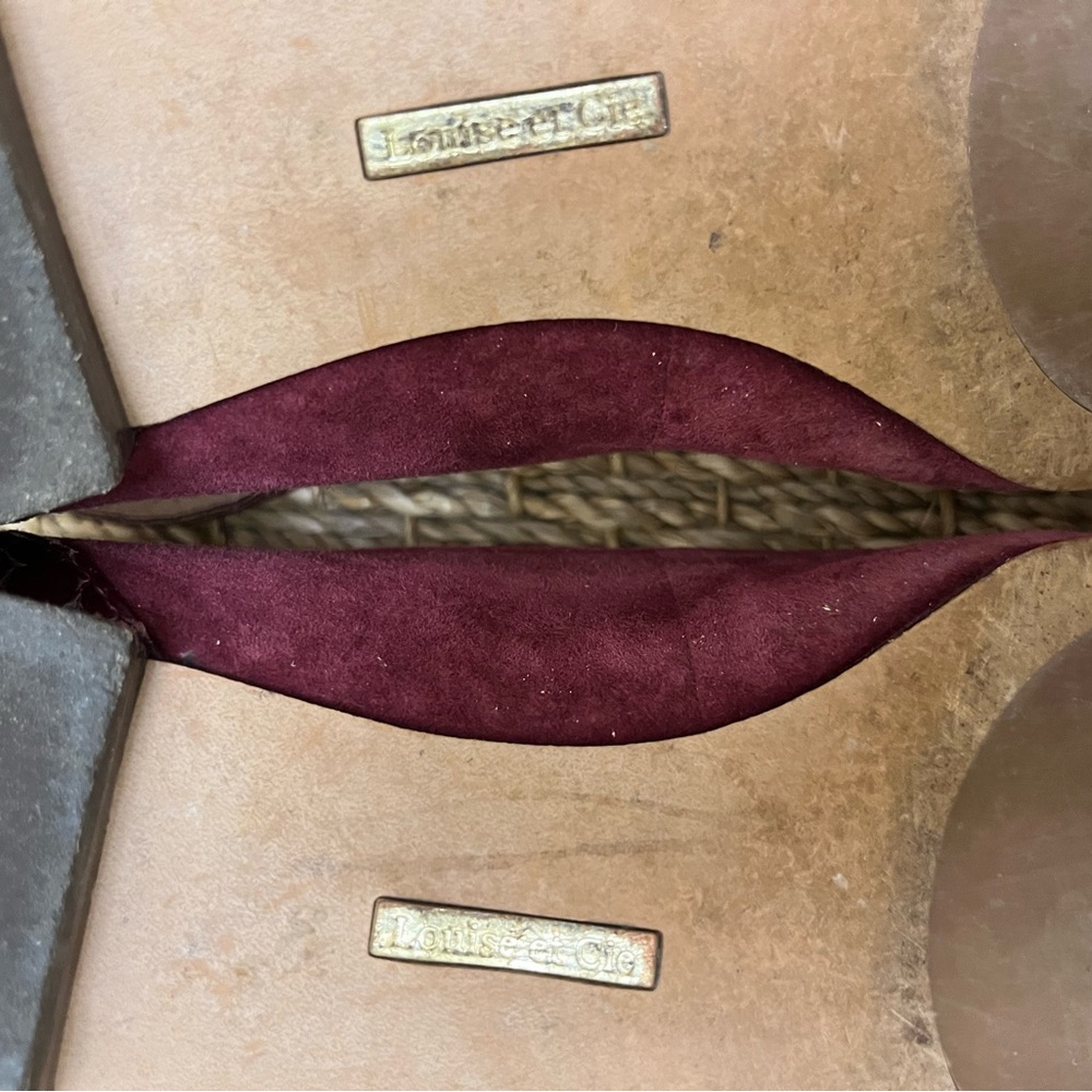 Louise et Cie Burgundy Suede Ballet Flats with Textured Leather Ankle Strap - Picture 8 of 16